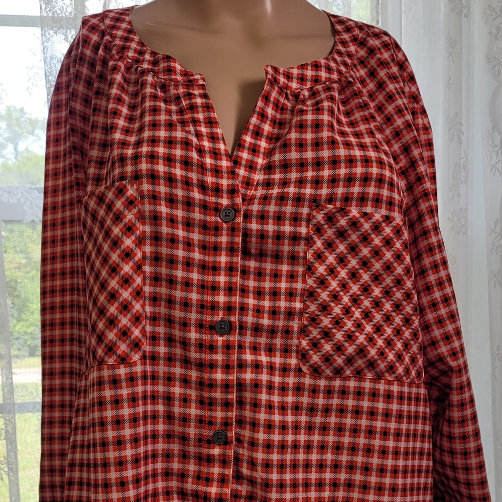 Jones NY Signature Blouse Button checked Blouse